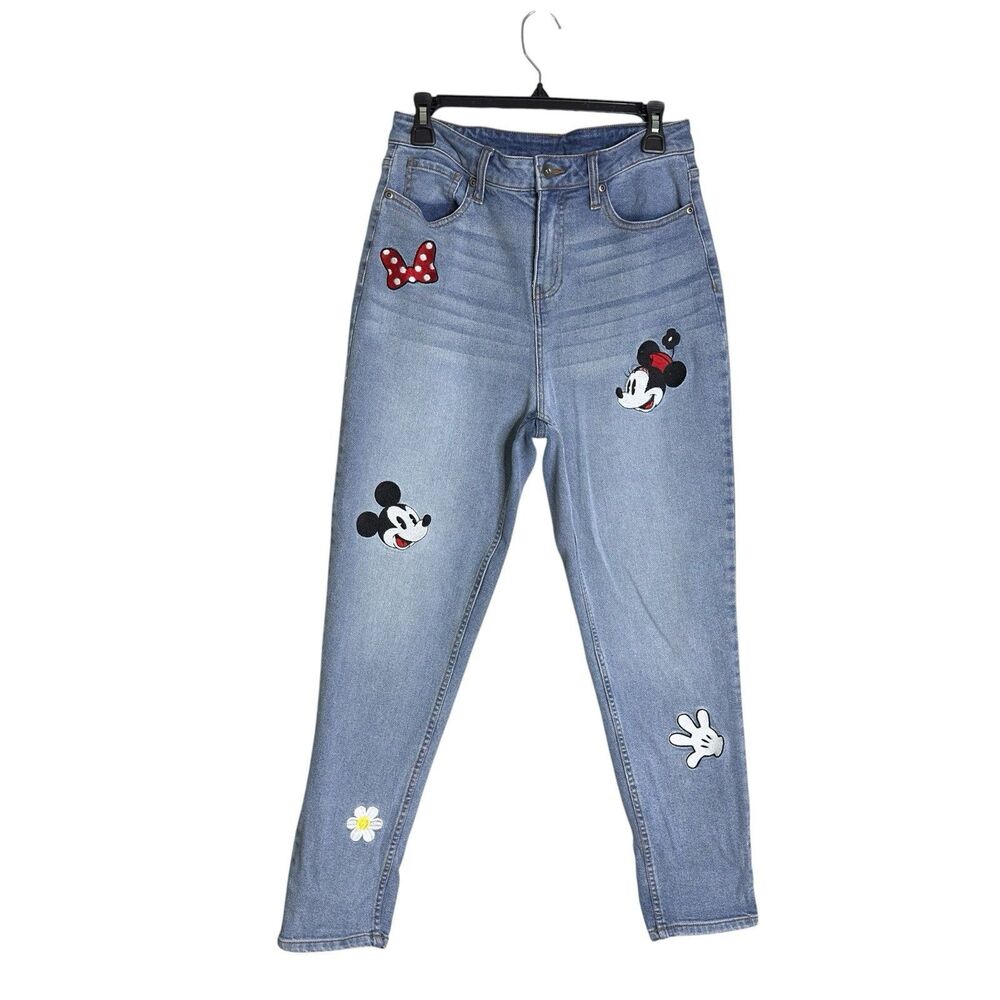 Her Universe Disney Minnie Mouse Embroidered Mom Blue Jeans Size 9 - Picture 5 of 12